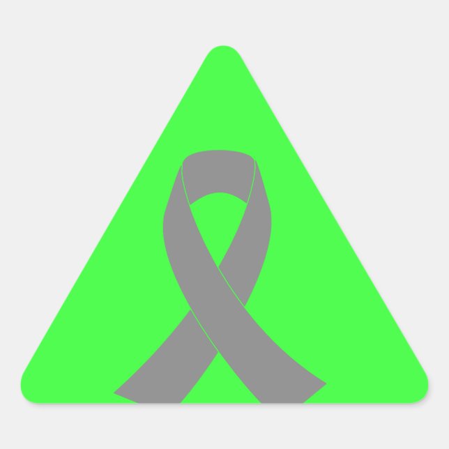 Gray Ribbon Awareness - Zombie, Brain Cancer Triangle Sticker (Front)