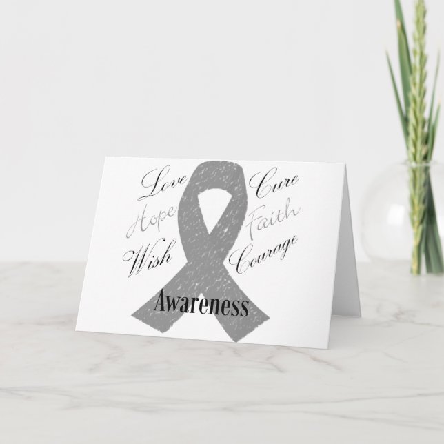 Gray ribbon brain cancer awareness card (Front)
