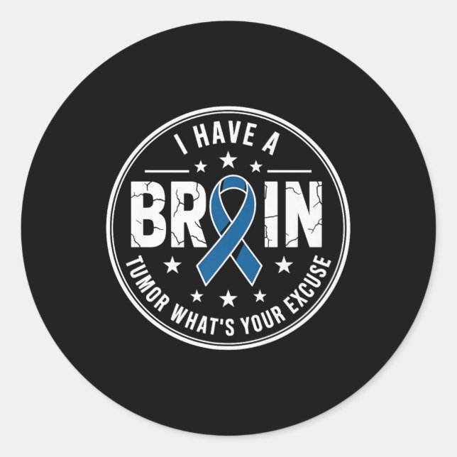 Gray Ribbon Brain Tumor Awareness Apparel For Men  Classic Round Sticker (Front)
