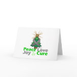 Gray Ribbon Christmas Peace Love, Joy & Cure Holiday Card