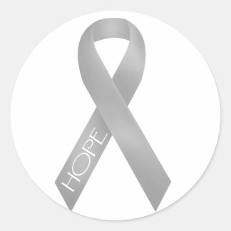 Gray Ribbon Classic Round Sticker