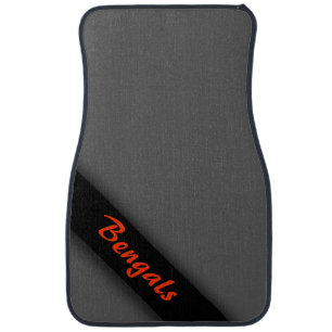 Gray Ribbon Orange Text Car Floor Mat