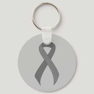 Gray Ribbon Support Awareness Keychain