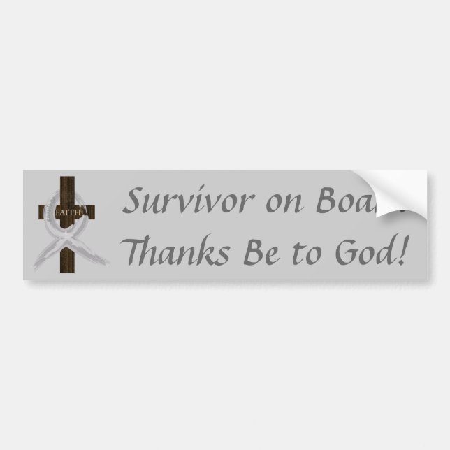 Gray Ribbon Survivor on Board bumper sticker (Front)