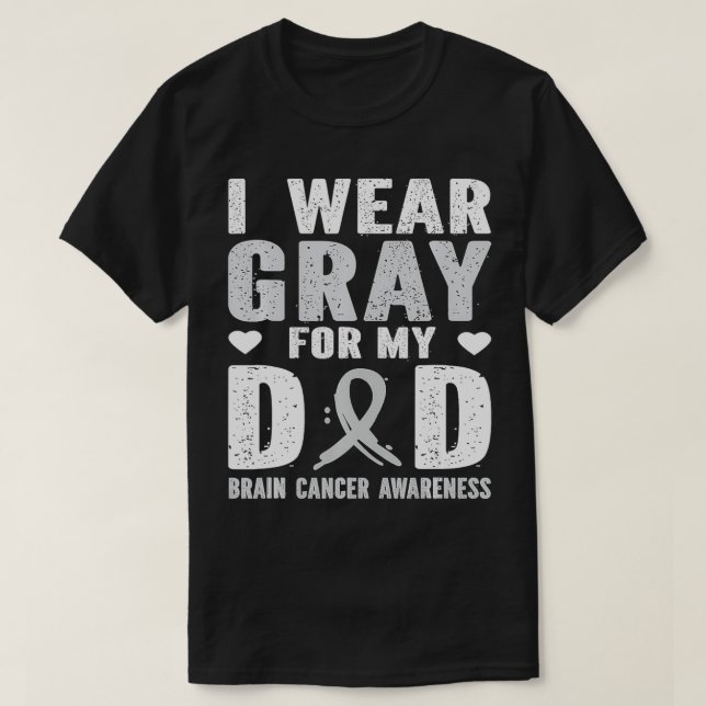 Gray Ribbon Warrior & Supporters  Brain Cancer Awa T-Shirt (Design Front)