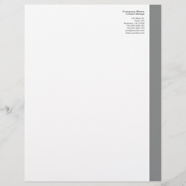 Gray Right Sidebar Letterhead (Front)