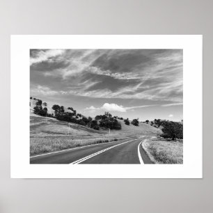 Gray Road California Black and White Photography Poster