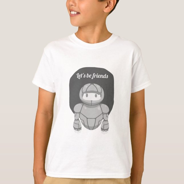 Gray robot on gray is friendly T-Shirt (Front)