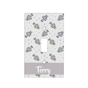Gray robots pattern light switch cover