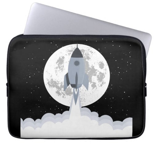 Gray rocket lift off laptop sleeve