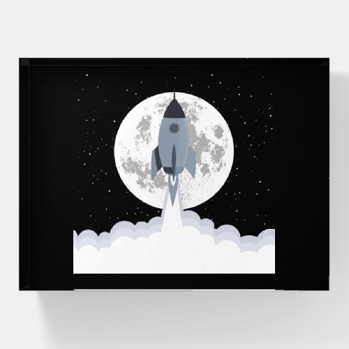 Gray rocket lift off paperweight