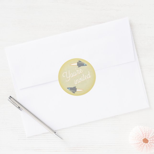 Gray Rockets & Moon Envelope Seal (Envelope)