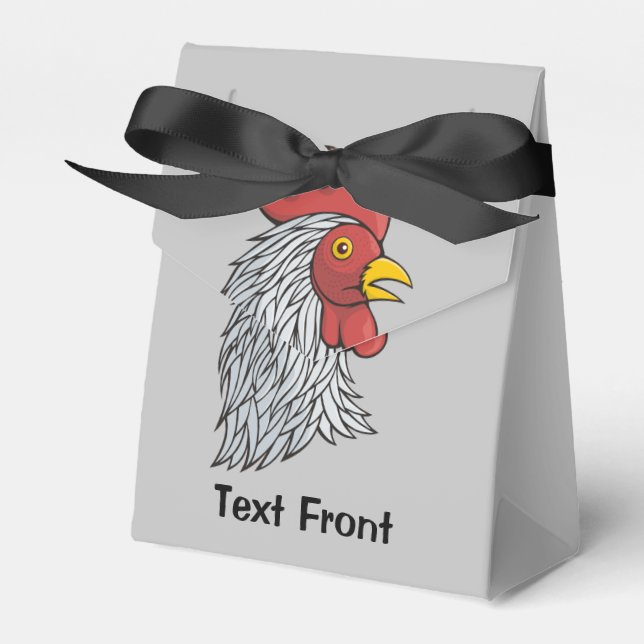Gray Rooster's Head Favor Boxes (Front Side)
