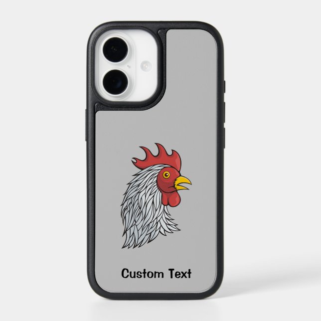 Gray Rooster's Head iPhone Case (Back)