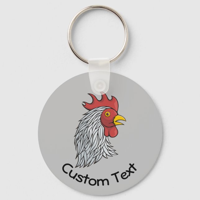 Gray Rooster's Head Keychain (Front)