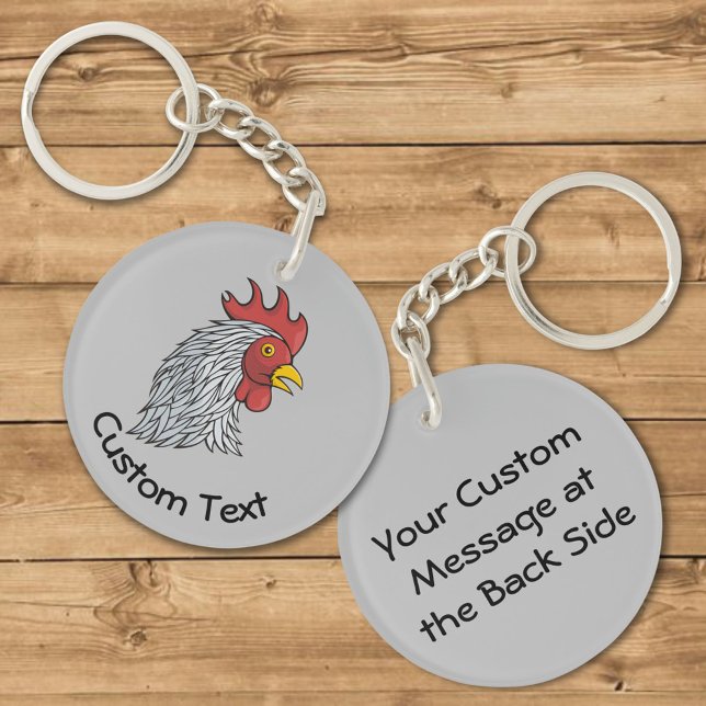 Gray Rooster's Head Keychain (Creator Uploaded)