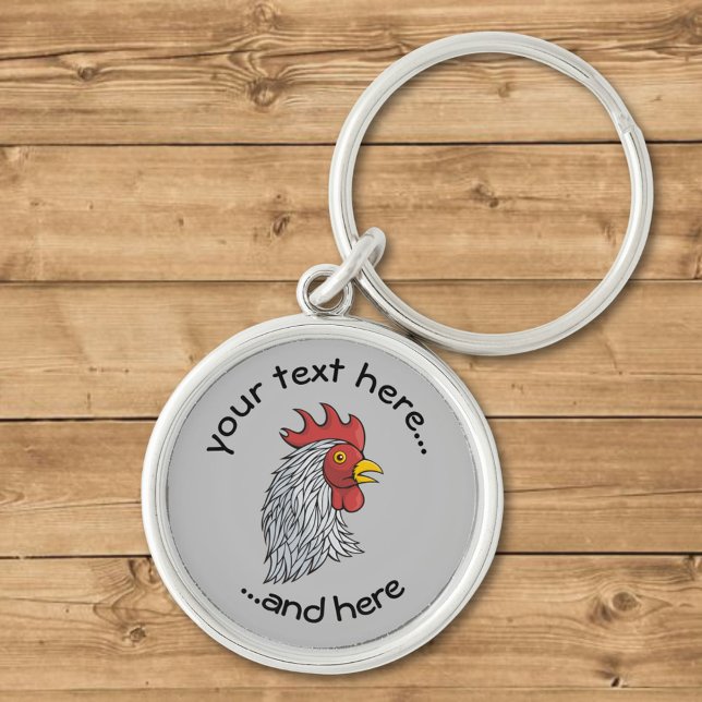Gray Rooster's Head Keychain (Creator Uploaded)