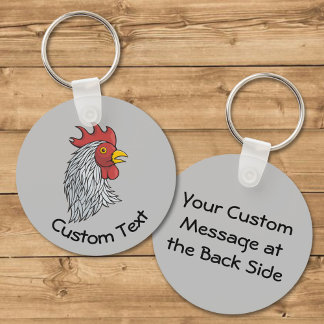 Gray Rooster's Head Keychain
