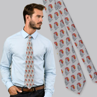 Gray Rooster's Head Neck Tie