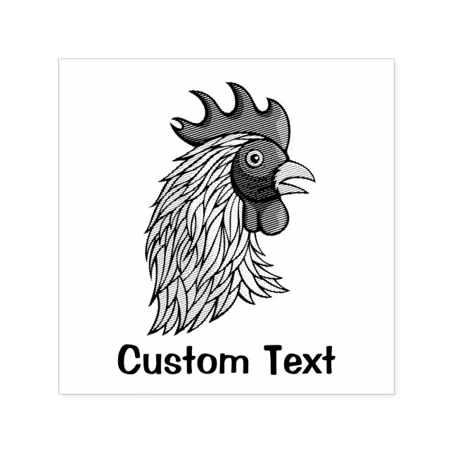Gray Rooster's Head Self-inking Stamp (Design)