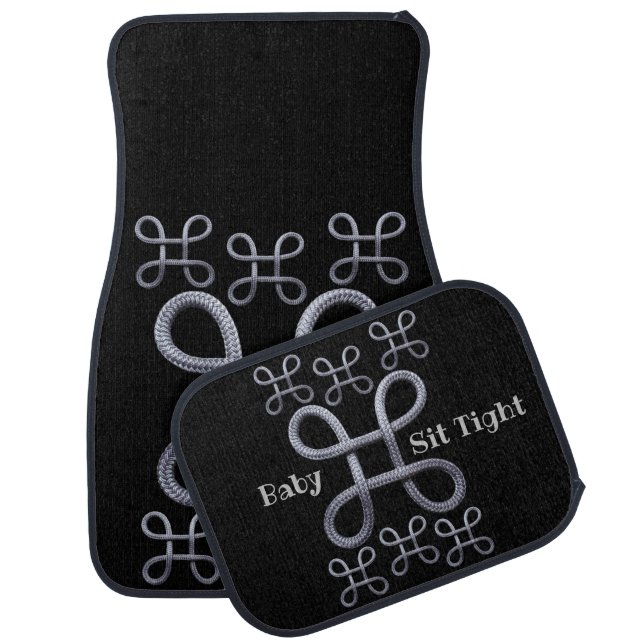Gray Rope Black Car Floor Mat (Set)