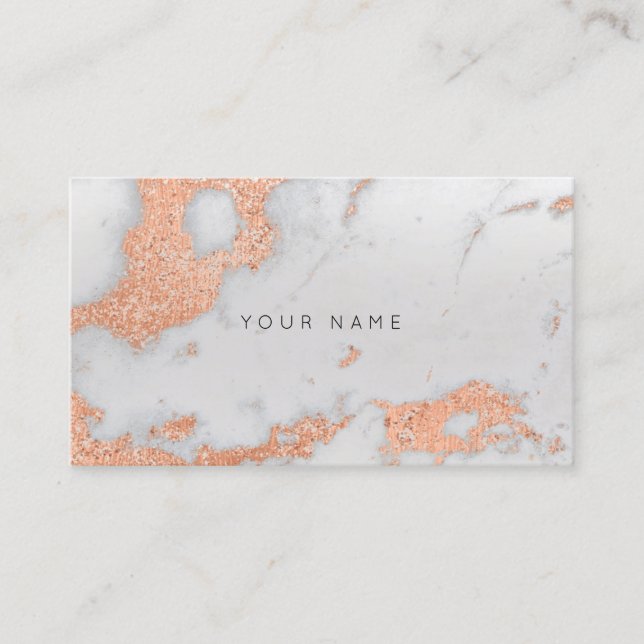 Gray Rose Copper Gold  Marble Metallic Stylist Business Card (Front)