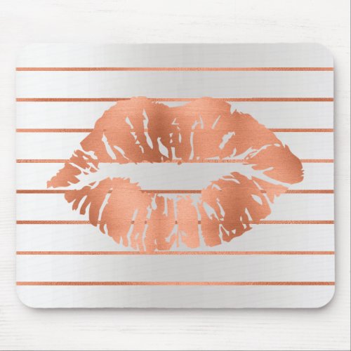 Gray Rose Gold Blush Copper Makeup Lips Kiss Mouse Pad