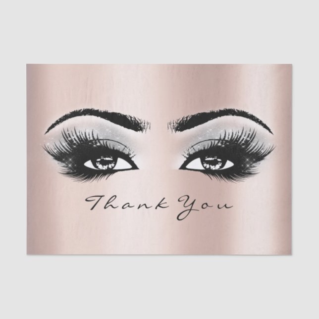 Gray Rose Gold Blush Lashes Thank You Eyes Tissue Paper (Front)