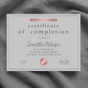 Gray Rose Gold Completion Certificate Course Award
