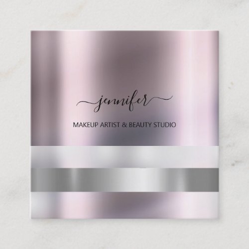 Gray Rose Makeup Artist Influencer Striped Ombr Square Business Card