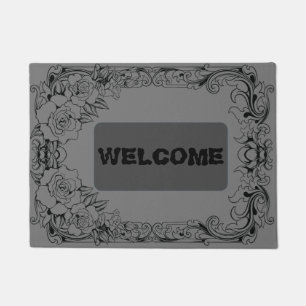 Gray Roses Doormat
