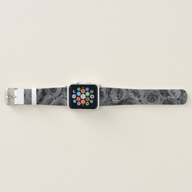 Gray roses, gray floral photo    apple watch band (Front)