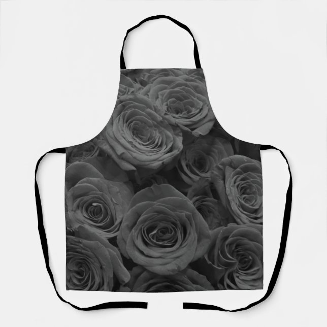 Gray roses, gray floral photo     apron (Front)