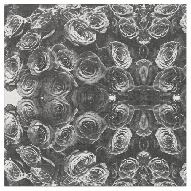 Gray roses, gray floral photo  fabric (Close Up)