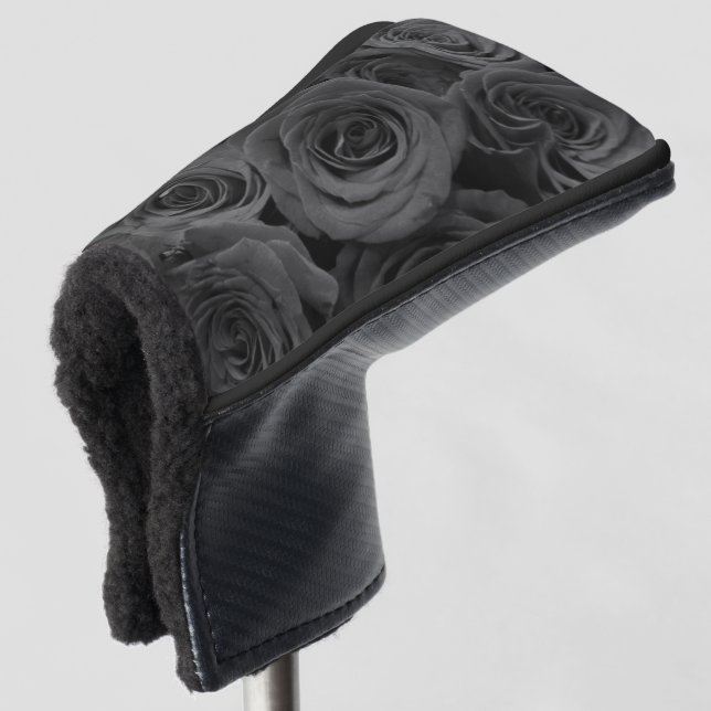 Gray roses, gray floral photo      golf head cover (3/4 Front)