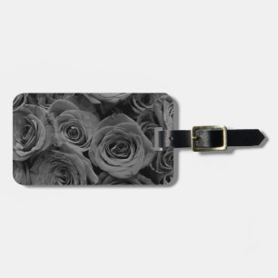 Gray roses, gray floral photo luggage tag