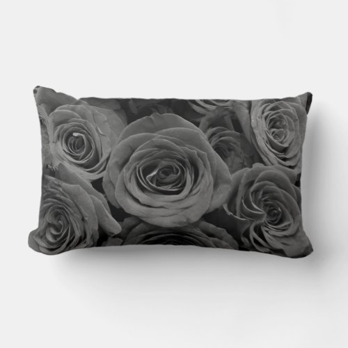 Gray roses gray floral photo  lumbar pillow