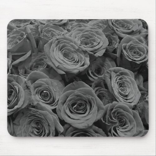 Gray roses gray floral photo   mouse pad