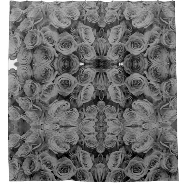 Gray roses, gray floral photo  shower curtain (Front)