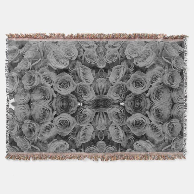 Gray roses, gray floral photo  throw blanket (Front)