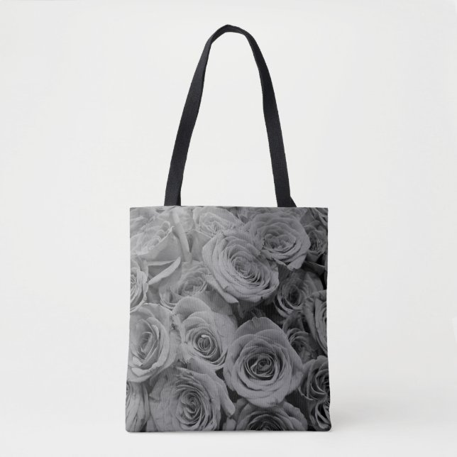 Gray roses, gray floral photo  tote bag (Front)