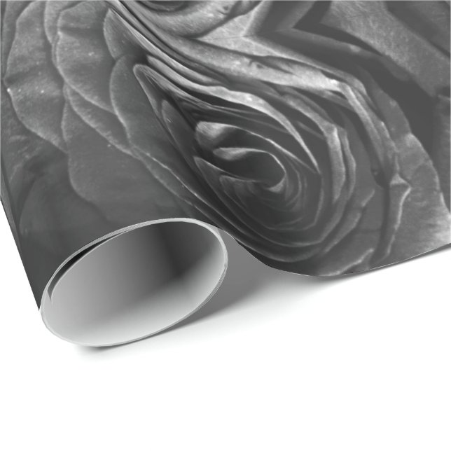 Gray roses, gray floral photo  wrapping paper (Roll Corner)