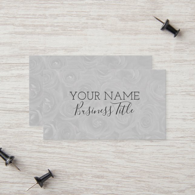 Gray Roses Modern Trendy Name Business Title, ZEA Calling Card (Front/Back In Situ)