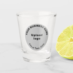 Gray Round Business Brand on Shot Glass