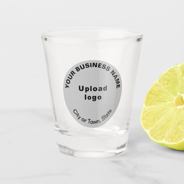 Gray Round Business Brand on Shot Glass (Front)