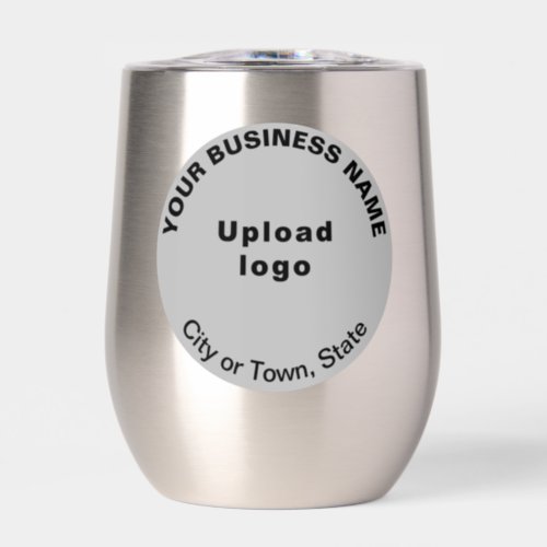 Gray Round Business Brand on Stainless Thermal Wine Tumbler