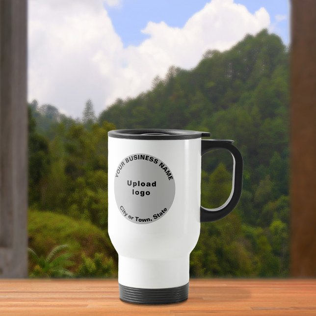 Gray Round Business Brand on Travel Mug (Creator Uploaded)