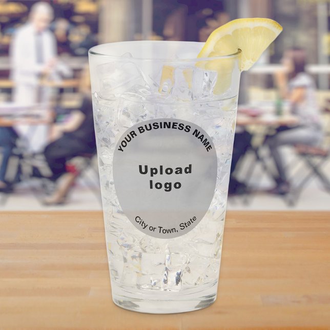 Gray Round Shape Business Brand on Glass Cup (Build brand name awareness. Gray round business brand on glass cup.)