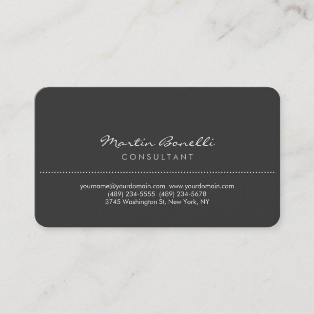 Gray Rounded Corner Script Business Card (Front)