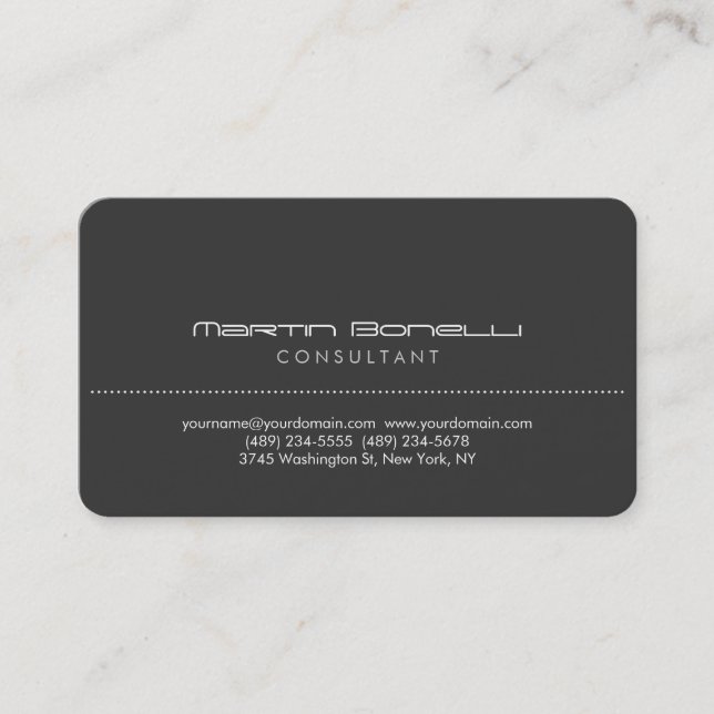 Gray Rounded Corner Script Business Card (Front)